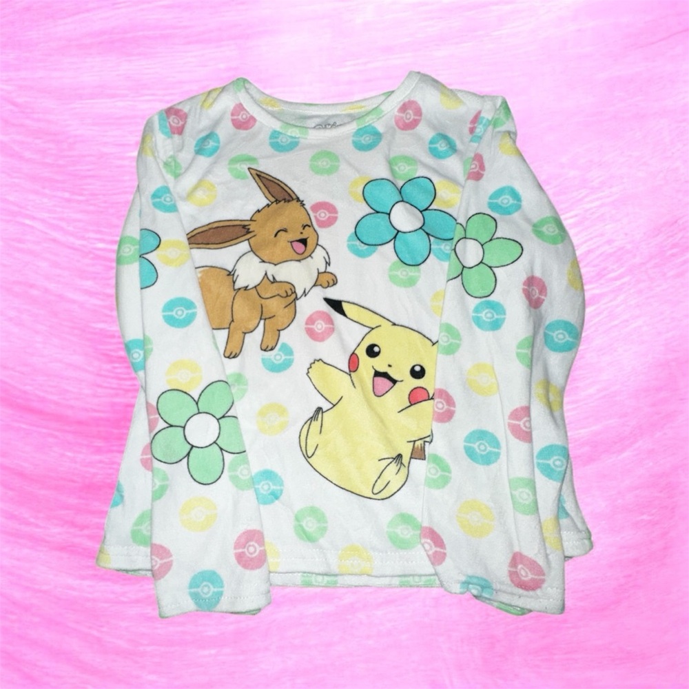 Pikachu & Eevee Long Sleeve Shirt - Pastel Poké Print